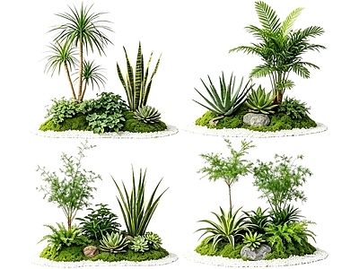 极简花境 2D室内植物组团 花境植物组团 花卉花镜 花草镜植物组合 花草花丛