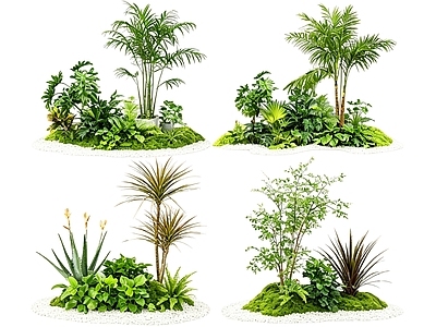 现代简约花境 2D室内植物组团 花境植物组团 花卉花镜 花草镜植物组合 花草花丛