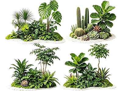 极简花境 2D室内植物组团 花境植物组团 花卉花镜 花草镜植物组合 花草花丛