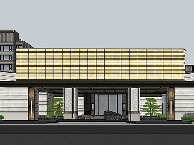新中式售楼处建筑 海派入口 售楼处