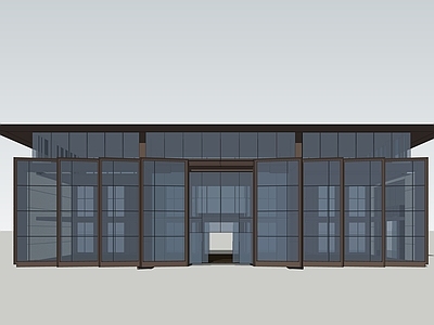 现代主义售楼处建筑 新中式风格售楼处 展厅 方形 玻璃 会所