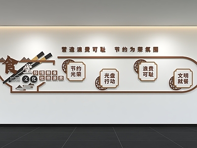 新中式学生食堂 现代食堂文化墙 展示墙 标语 口号