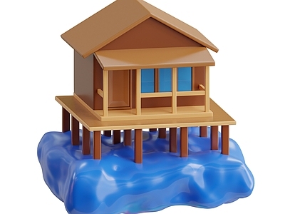 中式木屋 木屋 屋子 卡通建筑
