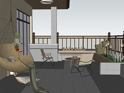 现代简约屋顶花园 现代简约屋顶花园 现代庭院 户外软装