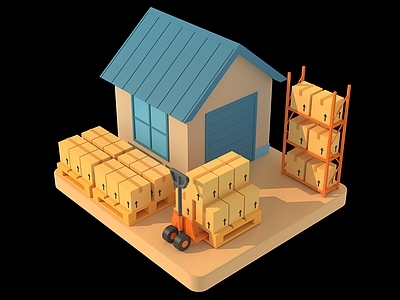 现代简约其他商业空间 卡通 卡通建筑 小仓库