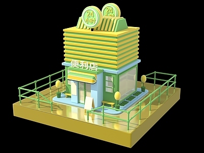 孟菲斯其他商业建筑 卡通 建筑 商店 便利店