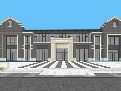 新中式售楼处建筑 售楼处建筑 展示中心建筑 民国风建筑 石库门风格
