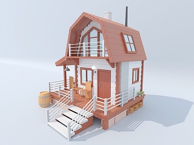 北欧木屋 卡通 建筑 建筑房子