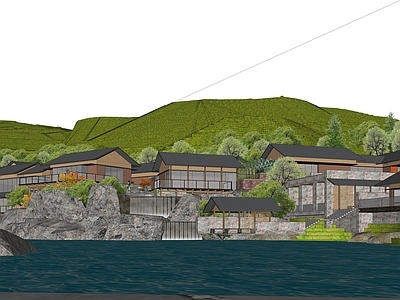 新中式景观民宿建筑
