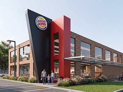 现代主义餐饮建筑 汉堡王KFC 麦当劳 餐厅 建筑外观门头门面