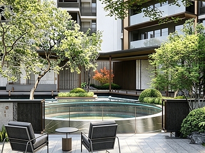 新中式景观小区景观 新中式展示区景观 新中式示范区庭院 新中式住宅景观