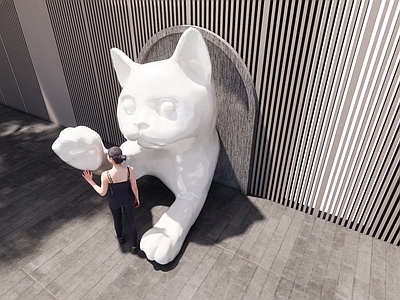 极简互动装置 景观小品 雕塑 猫 装饰品 艺术品