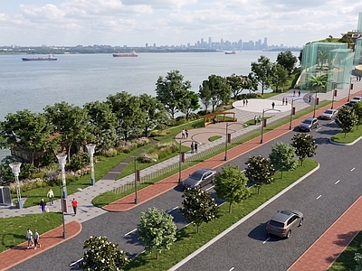 现代主义滨水景观 公共景观 街边园林休闲公园