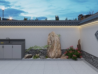 新中式庭院 庭院景观石 庭院设计 泰山石