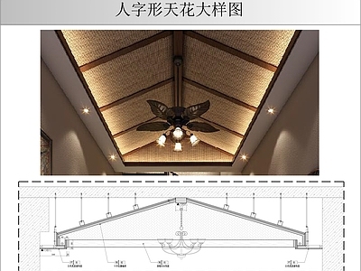 石膏板吊顶 人字形吊顶大样图
