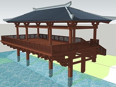 中式古建古建筑 汉代建筑 古建筑 仿汉建筑 悬水榭