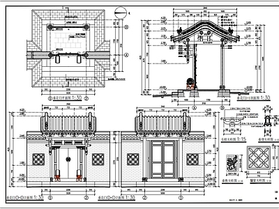 其他古建筑 古建大门 垂花门卷棚顶