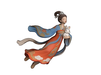 中式雕塑摆件 仙女 嫦娥 玉兔 摆件 雕塑