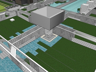 极简小区景观 现代轻奢中心水院 下沉庭院会客厅 中线景观连廊空间 泳池廊架卡座