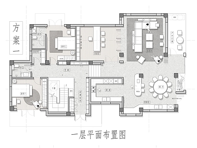 别墅 390平别墅 平面图 彩平图