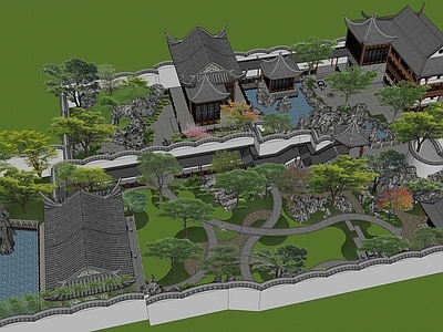 传统园林别墅庭院 中式古典园林  扬州小盘谷 私家园林 山水园林