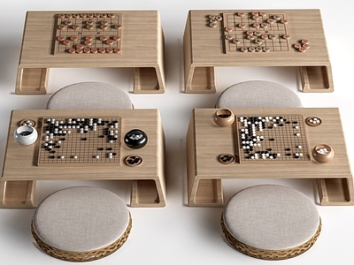新中式茶桌椅 现代棋盘 围棋象棋 围棋桌椅