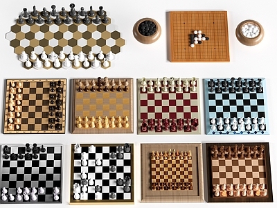 极简棋牌室 现代棋盘 围棋象棋 跳棋国际象棋