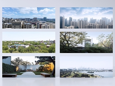现代主义鸟瞰规划 环绕背景城市背景 森林背景外景贴图