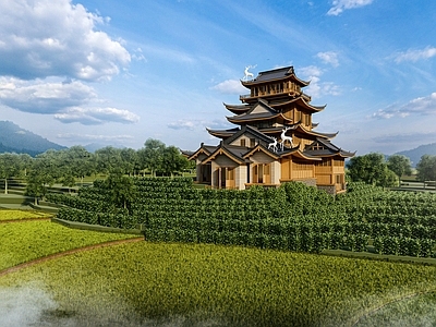 中式古建古建筑 中式塔楼 城堡建筑 日式建筑 名古屋网红楼