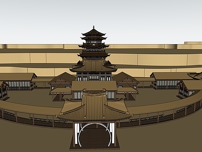 中式古建古建筑 中式庭院 塔楼古建院落 日式建筑 新中式庭院民宿