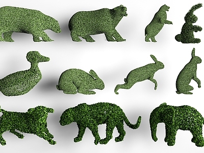 现代主义绿植摆件 现代植物雕塑 动物造型绿植 植物造型