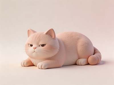 奶油风雕塑摆件 猫 胖猫 雕塑 美陈 摆件