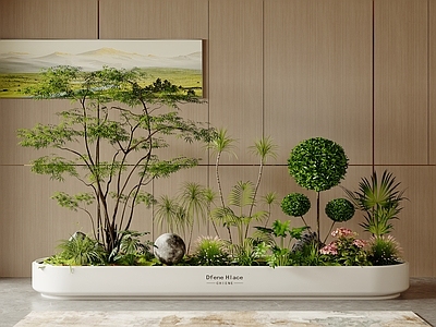 现代简约植物堆 室内景观 花草