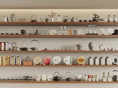 新中式茶具 新中式茶具 茶叶 茶饼 摆件
