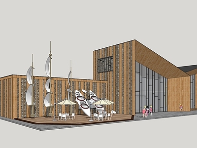 现代主义餐饮建筑 帆船主题酒店 商业建筑 新中式商业街