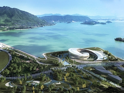 未来主义艺术风格建筑 海洋博物馆 艺术展览中心 现代美学 流线型异形建筑
