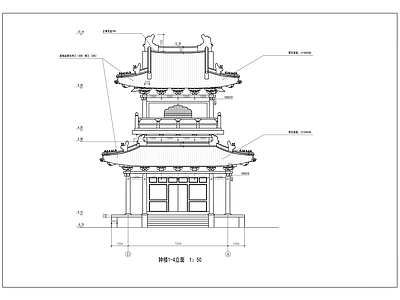 仿古建筑 明代官式钟鼓楼 寺庙钟鼓楼 重檐歇山鼓楼 斗拱 腰檐平坐