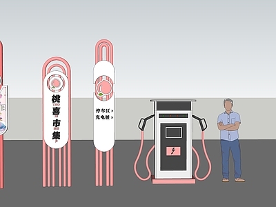 现代简约标识标牌 现代导视 桃元素导视 桃元素充电桩 现代标识牌