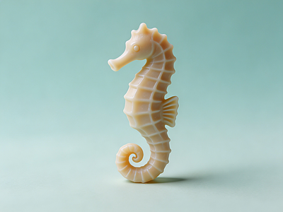 奶油风雕塑摆件 蜡制海马摆件 奶油风海马 美陈