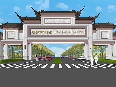 中式古建入口大门 山门大门 山门建筑