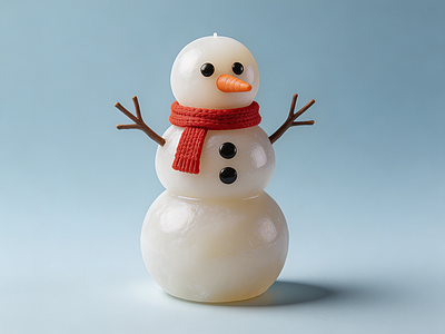 奶油风雕塑摆件 蜡制雪人摆件 冰雕雪人 雪人