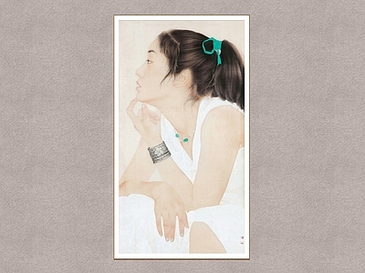 中式挂画 少女 肖像画 装饰画 工笔画