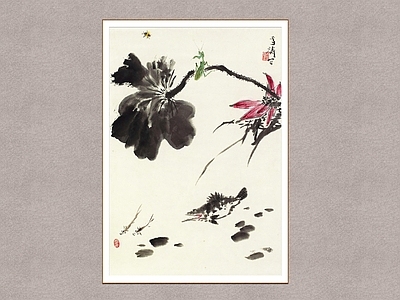 中式挂画 荷塘清趣 王雪涛 国画 装饰画