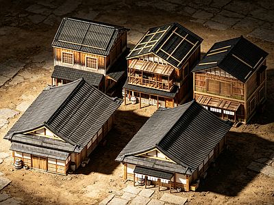 中式古建古建 日式木屋 日式建筑 日式住宅 日式古建 中古风建筑