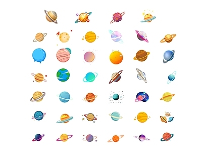 孟菲斯挂件 2D太空星球墙饰 2D星球图案图标 2D星球剪影剪纸 2D星球元素 2D太空星球标牌