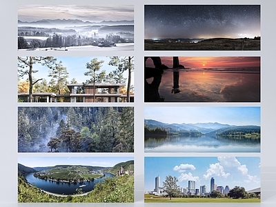 现代主义外景 环绕背景户外背景 城市背景绿植背景