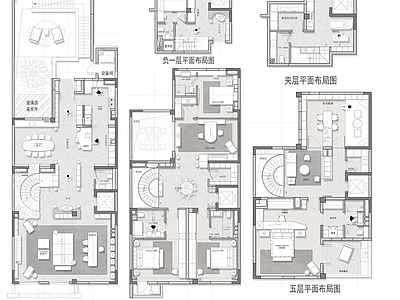 别墅 500平别墅 平面图 彩平图