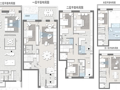别墅 700平别墅 平面图 彩平图