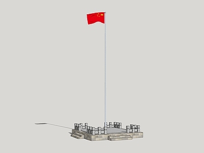 中式旗杆旗台 乡村升旗台 旗杆 旗台