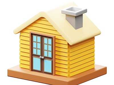 奶油风木屋 木屋 房屋 卡通建筑